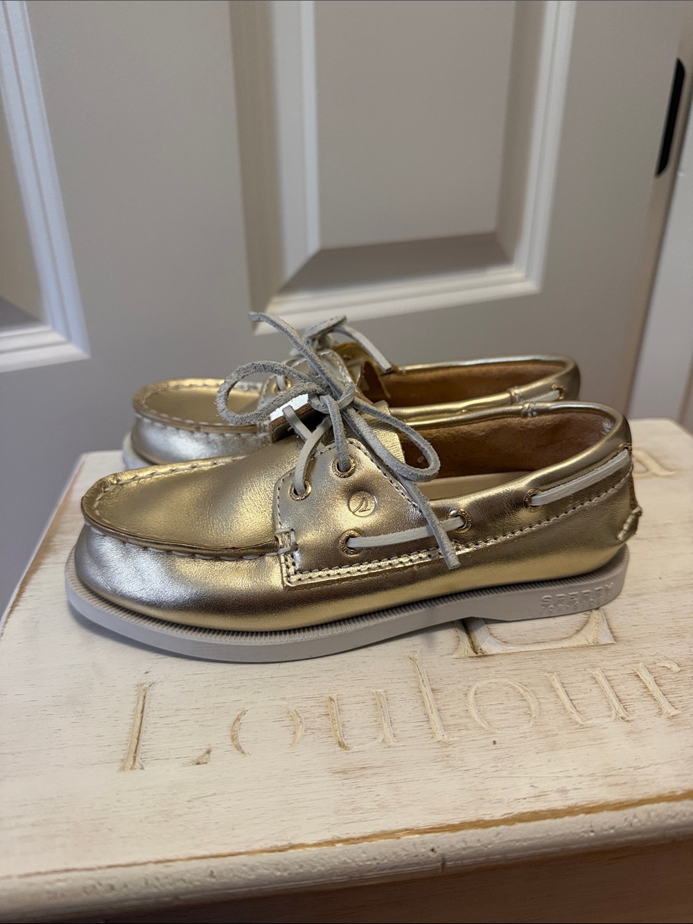 Sperry Kids Metallic Gold Moccasin Boat Shoes